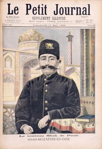 1896年5月17日の「Le Petit Journal」からのシャーモッツァーファーエディン（1853-1907）のイラストの肖像画 作： Oswaldo Tofani